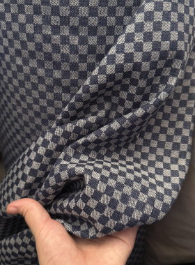 浅蓝底星星全棉弹力牛仔服装布料