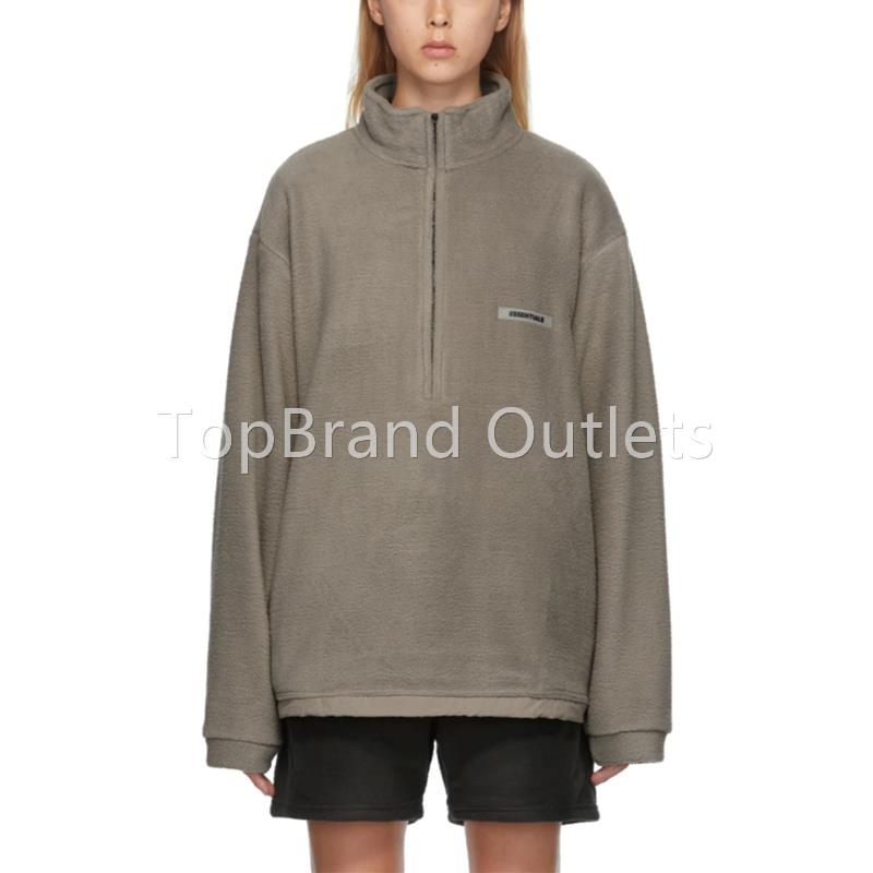 FEAR OF GOD FOG ESSENTIALS 复线摇粒绒半拉链卫衣男抓绒外套女 - 图0