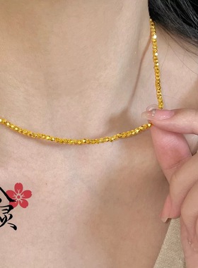 金店同款碎碎金项链爆闪碎金子沙金厚镀24K轻奢蹦迪锁骨链批发