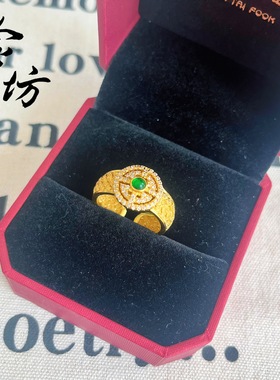 金店同款古法沙金国潮风寿纹麻花戒指铜镀金复古轻奢感送女友