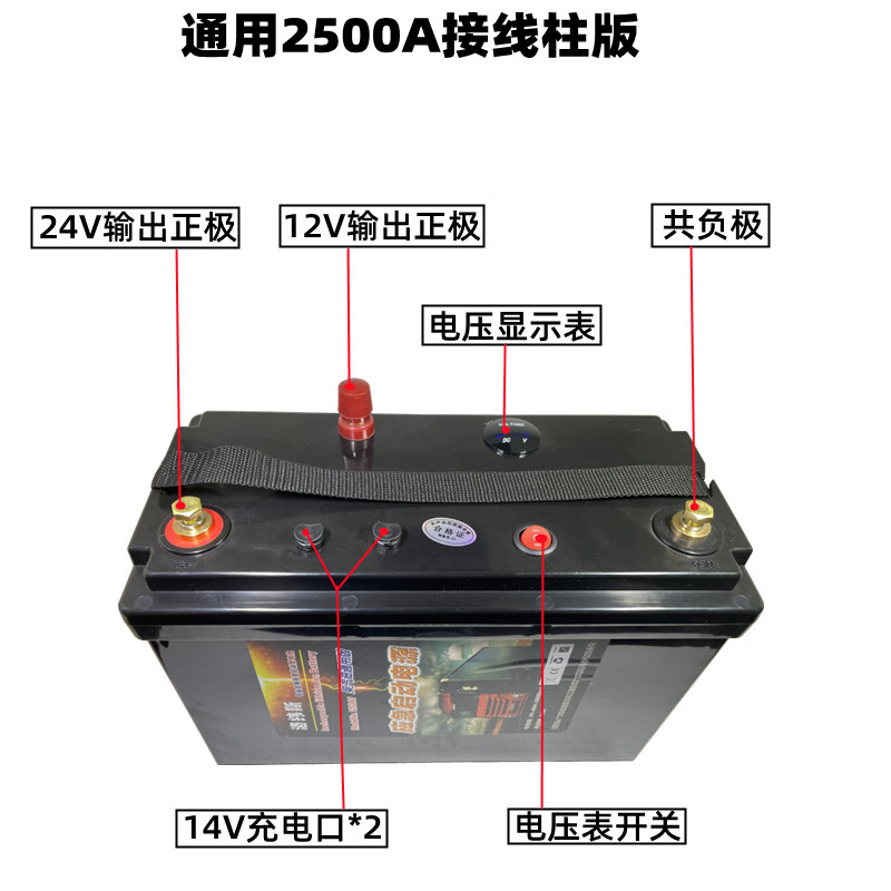 洛纬斯12V24V2500A磷酸铁锂汽车启动电源锂电池大容量柴油帮车宝-图1