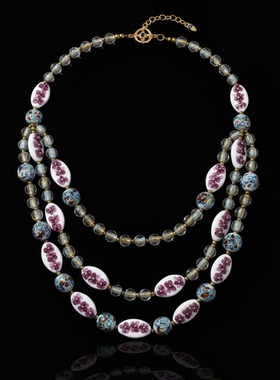 复古森系奇遇陶瓷琉璃多层项链