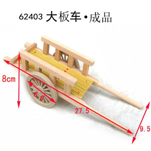 木制微型老牛拉小拖车农具模型 老辈怀旧手推车复古大板车装饰品 - 图1