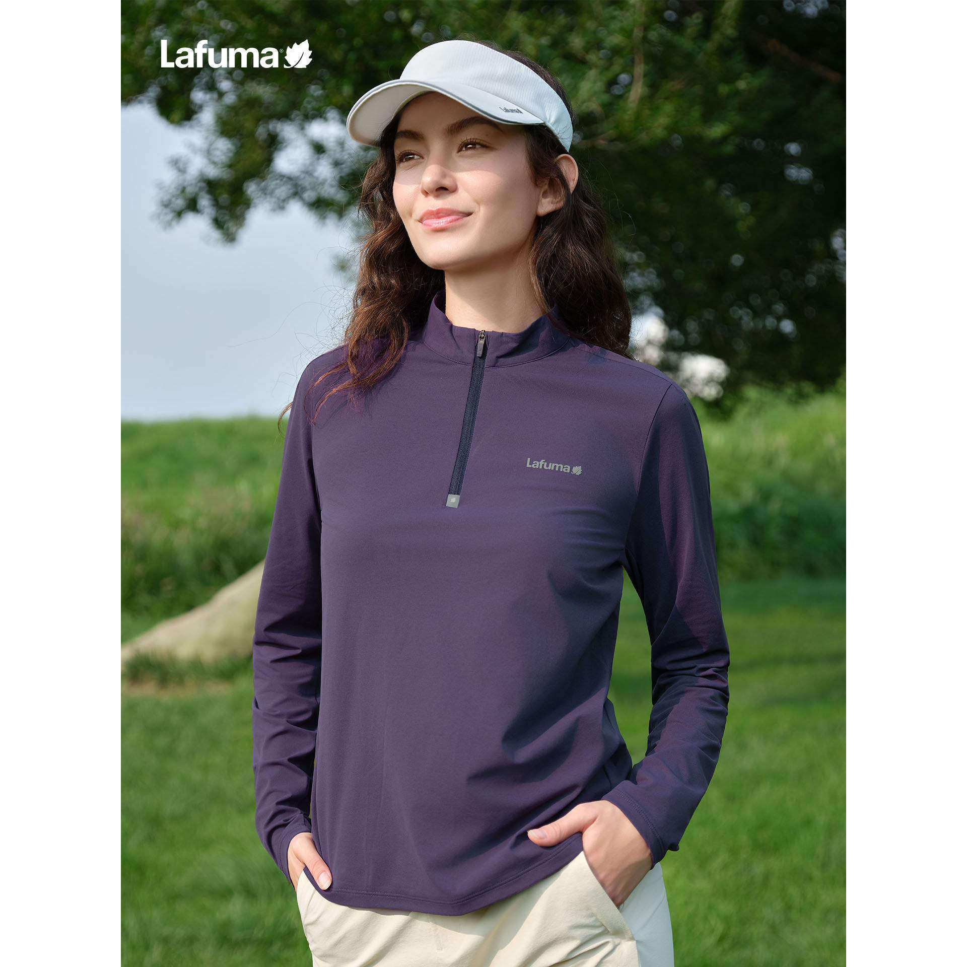 LAFUMA乐飞叶户外半拉链速干长袖T恤女运动健身百搭上衣打底衫,淘宝优惠券,粉丝福利购,淘宝优惠卷