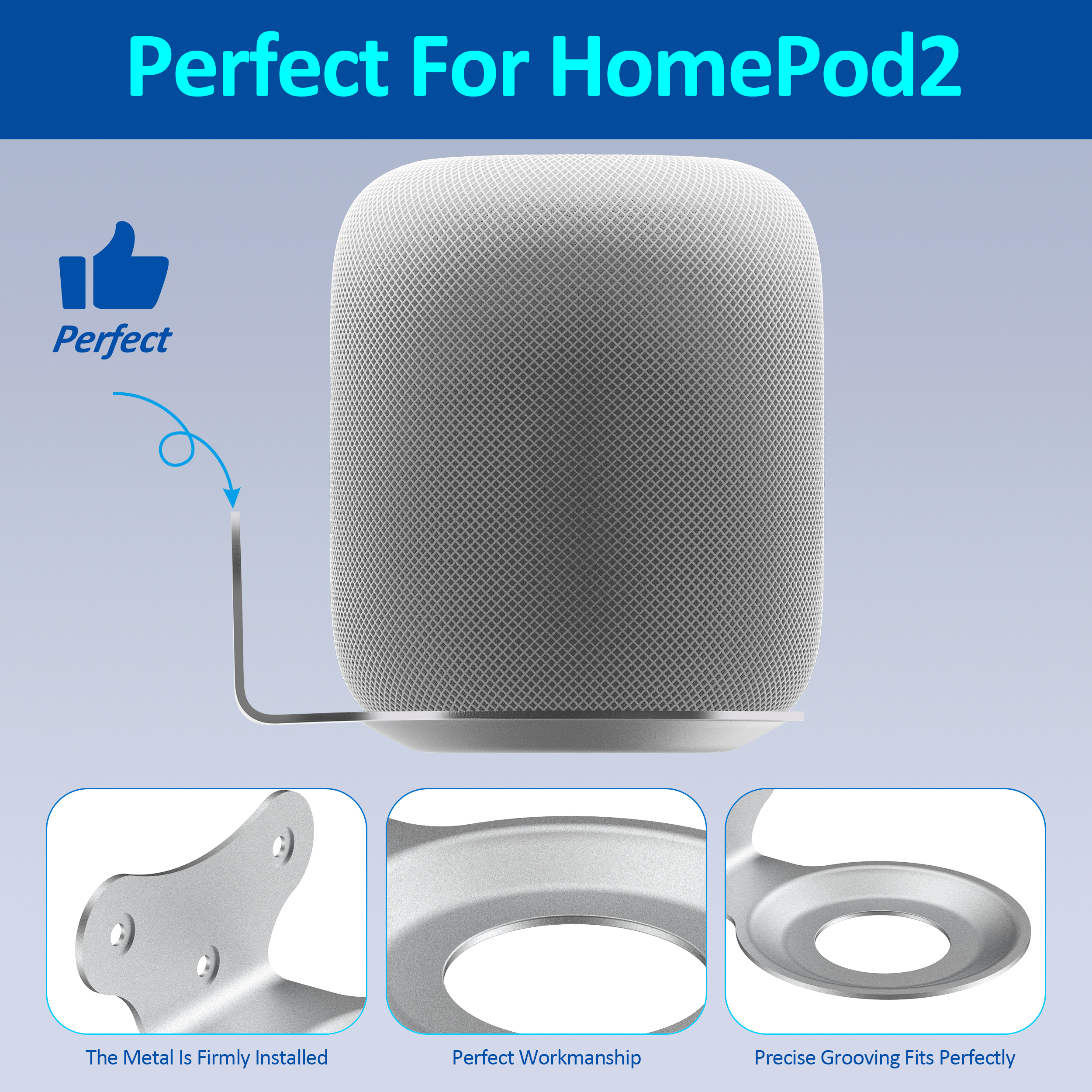 铝合金支架适用苹果Homepod2一代二代智能音响音箱墙壁挂架收纳架-图2