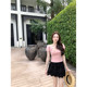 Thepeachofficial Xia Yuhuaxu puff sleeve knitted dress knitted top two-piece set for women