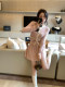 Thepeachofficial ສີບົວຫວານພຽງເລັກນ້ອຍ dress suit skirt ສະເຫຼີມສະຫຼອງແບບ retro ຂະຫນາດນ້ອຍມີກິ່ນຫອມ knitted cardigan ດູໃບໄມ້ລົ່ນ