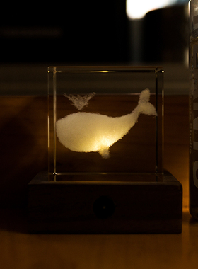 格格物水晶桌面鲸鱼摆件日式礼物