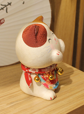 龙虎作和纸陶瓷招财猫日本礼品