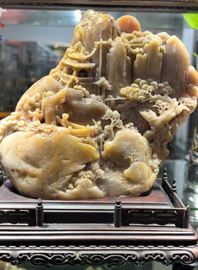 精品摆件石雕 松山会友礼品昌化田黄石 指日高升收藏摆件裕和轩D8