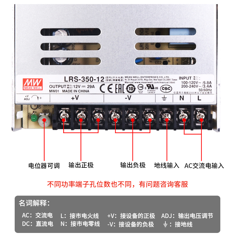 LRS开关S电源220转24V明纬12V直流15 50/100/150 75W变压器350NES - 图1