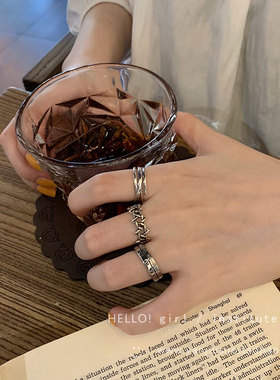 复古嘻哈罗马戒指男ins潮时尚个性轻奢小众设计精致食指戒指环女