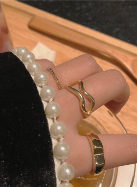 冷淡风戒指3只装套装组合小众设计感ins韩国金属指环女食指戒潮