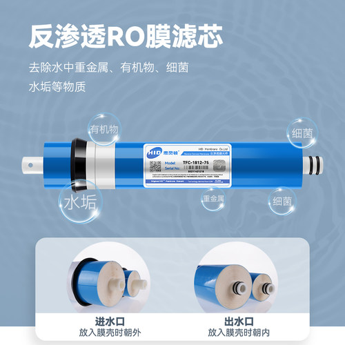 RO膜反渗透家用净水器hid惠灵顿滤芯75G400G商用纯水机净水机通用 - 图0
