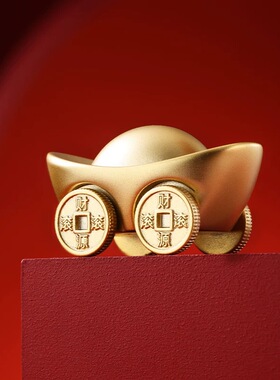朱炳仁铜财源滚滚元宝车造型办公室桌面装饰摆件解压好玩新年礼物