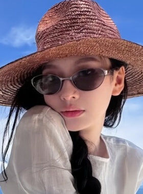 韩版金属高级感椭圆猫眼时髦墨镜