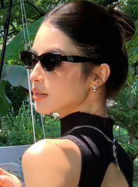 复古猫眼黑色gm太阳眼镜女高级感
