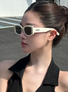 韩版方框白色小魔方墨镜圆脸显瘦