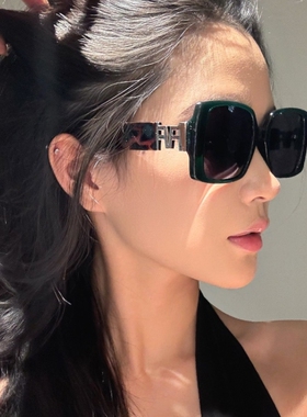 超大框方形绿色高级感偏光防紫外线太阳眼镜女款圆脸显瘦大脸墨镜