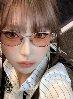 金属橘色方框猫眼Y2K茶色墨镜