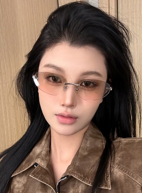 欧美风复古无框猫眼银色太阳眼镜