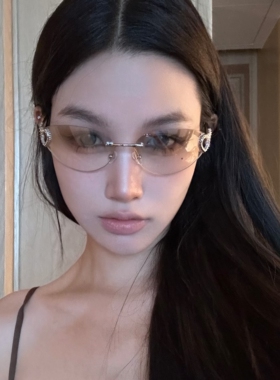 个性无框水银椭圆猫眼太阳眼镜女