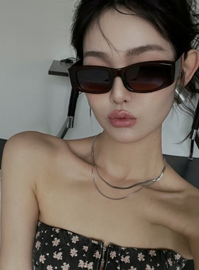 黑框茶色gm墨镜女款防紫外线小框