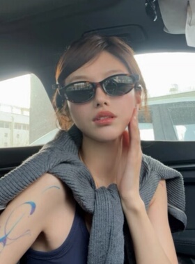 韩版复古猫眼豹纹高级网感墨镜女