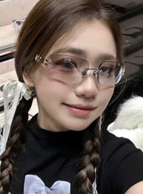 复古无边框金属水银色Y2K太阳镜