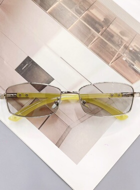 韩版复古方框浅灰色高级感墨镜女
