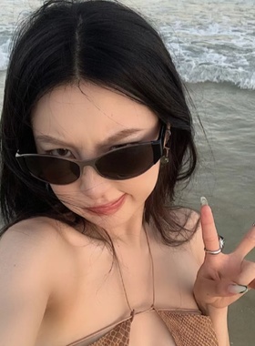 韩版白色猫眼墨镜女潮中古高级感