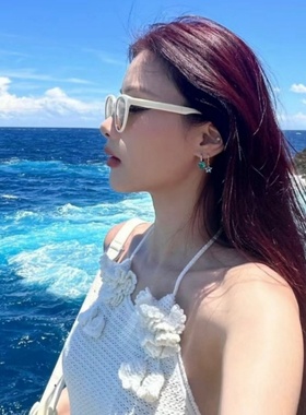 韩版复古猫眼白色框太阳眼镜女