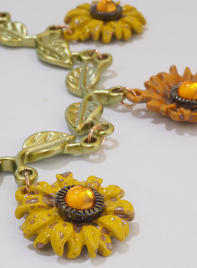 原创设计文艺精致彩色向日葵花朵手链女新中式轻奢高级感手环手饰