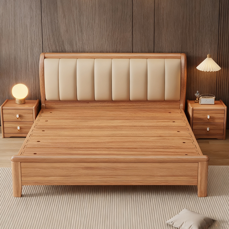 胡桃木实木床1.8米双人床现代简约1.5米家用储物床高箱收纳抽屉床 - 图0