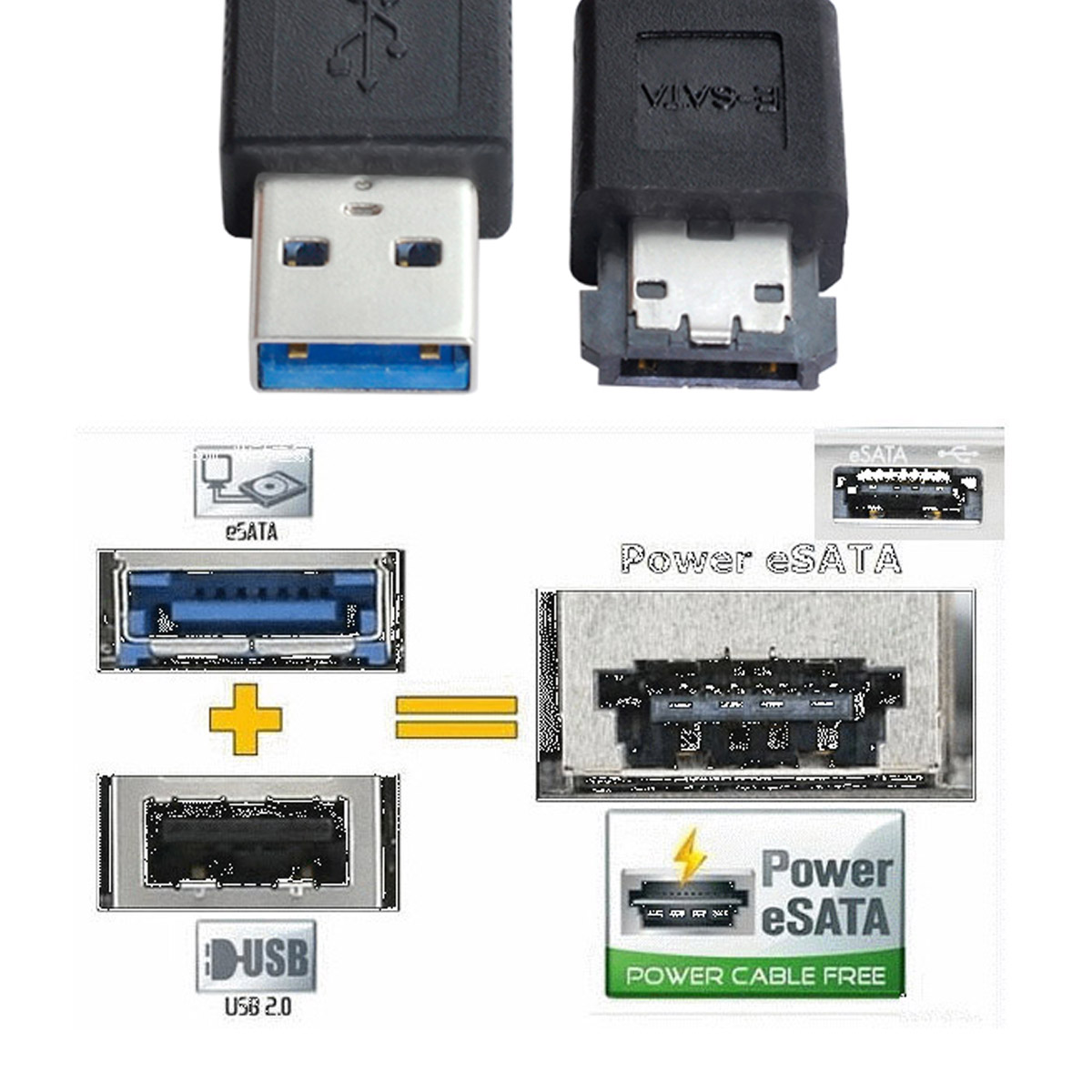 带5V供电USB3.0转ESATA转换器USB2.0 3.0转Power ESATA易驱线-图2