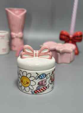 外贸孤品 蝴蝶结系列陶瓷装饰摆件 花瓶 储物罐 店铺家居另类装饰