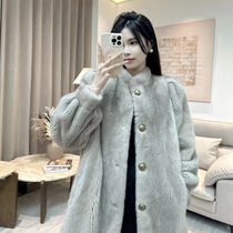 2023 New luxury door wide mink leather Grand-coat female whole mink Imported Velvet mink fur Fur Fur Coats Medium Long