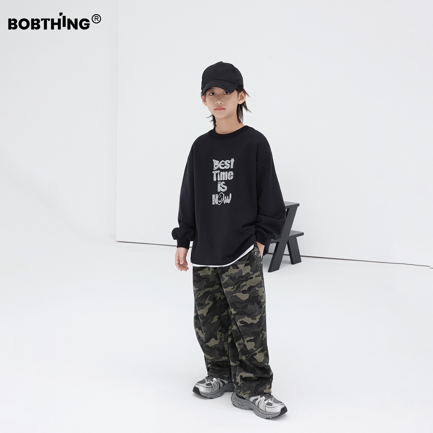 男童冬季侧打褶一体绒迷彩裤加厚工装裤儿童加绒休闲裤童装裤子潮