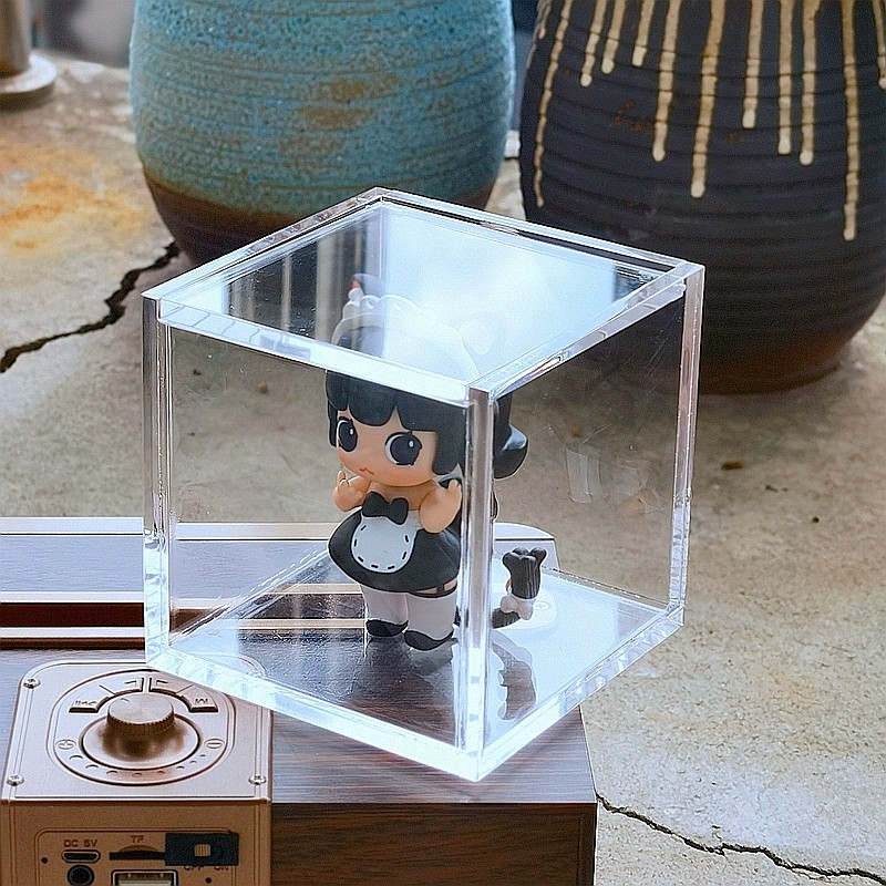 桌面正方形翻盖透明盲盒吧唧徽章魔方纪念品展示防尘收纳盒厚款,淘宝优惠券,粉丝福利购,淘宝优惠卷