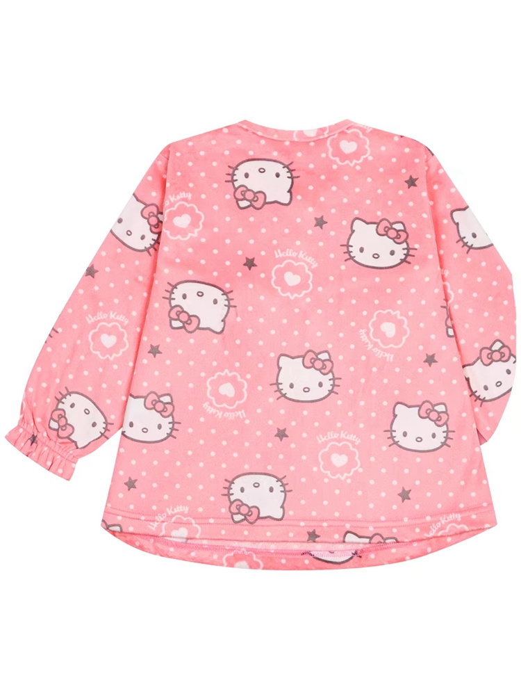 韩国童装进口Hello Kitty卡通可爱珊瑚绒女童猫咪睡衣套装/家居服 - 图1