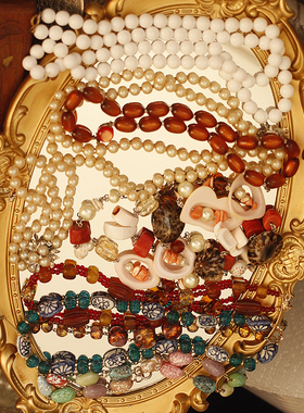 欧美中古穆拉诺蛋糕多层琉璃项链