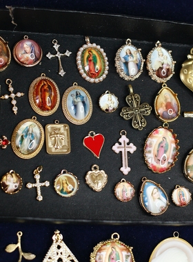 欧美进口antique中古董树脂人头像吊坠vintage复古男女项链