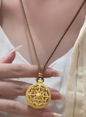 韦雪同款镶钻八宝罗盘项链轻奢