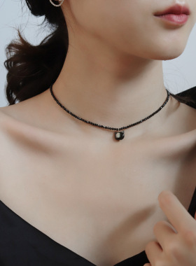 黑白猫咪淡水贝壳项链镀14K金