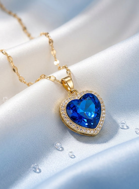 海洋之心轻奢钛钢心形锁骨链女