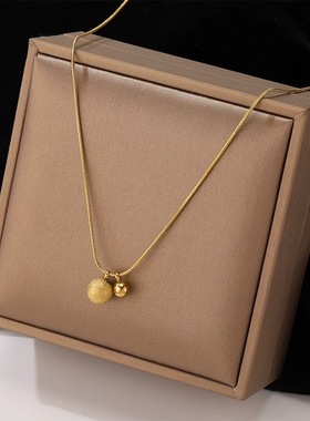双珠吊坠项链女高级感轻奢锁骨链