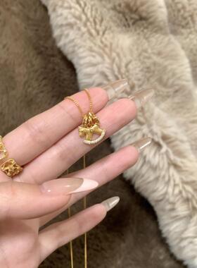 复古金色旋转木马锁骨链精致百搭