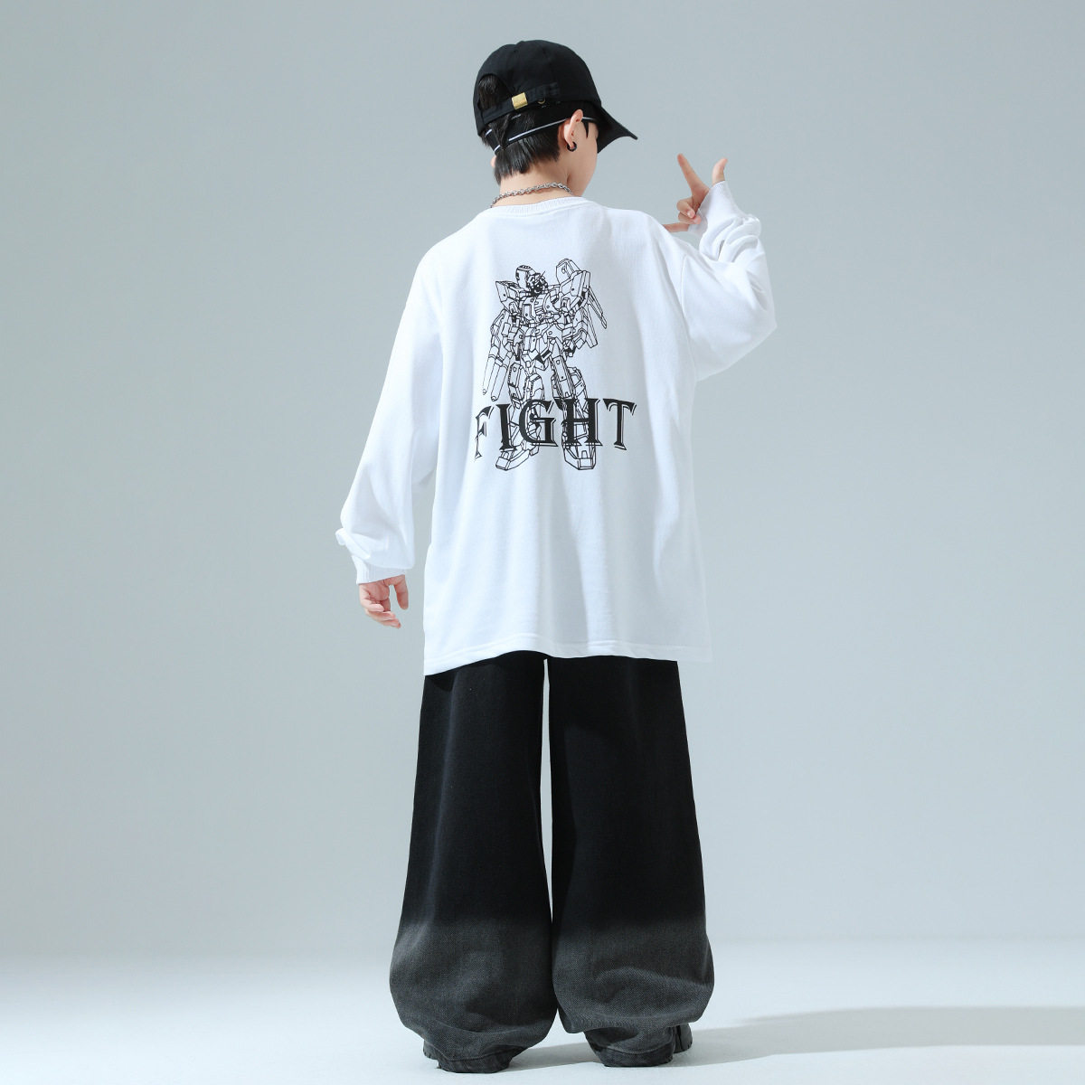 街舞儿童潮服t恤黑白宽松嘻哈服女爵士舞蹈服团体表演团体演出服,淘宝优惠券,粉丝福利购,淘宝优惠卷