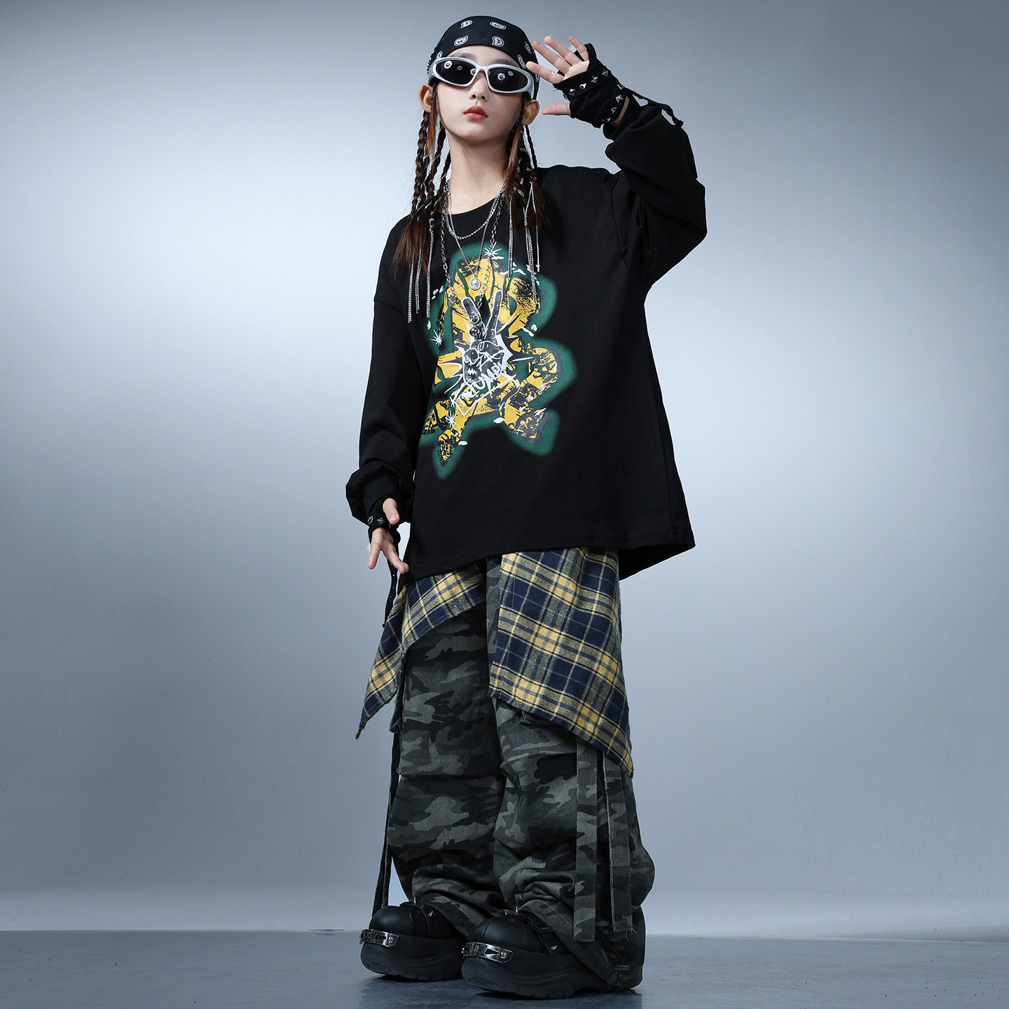 嘻哈儿童街舞男童长袖少儿hiphop架子鼓女童潮酷爵士舞元旦演出服,淘宝优惠券,粉丝福利购,淘宝优惠卷