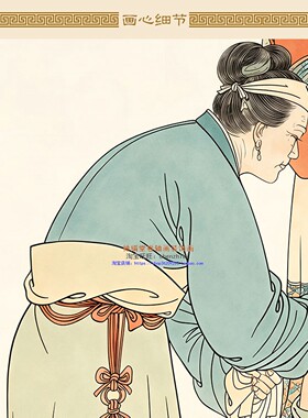 岳飞精忠报国岳母刺字图人物画卷轴挂画 复古绢布书房装饰画定制
